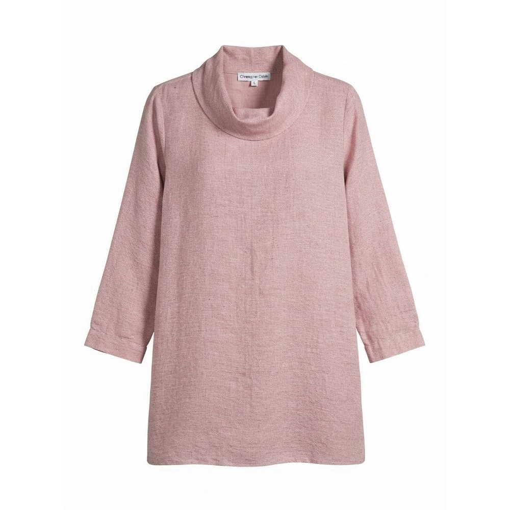 Christopher Calvin Linen Blouse Top L Pink Boho USA Made Resort